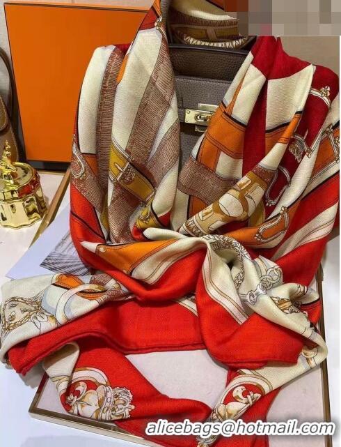 Promotional Hermes Cashmere & Silk Square Shawl Scarf 140x140cm H42518 Red 2023