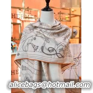 Top Grade Hermes Cashmere & Silk Square Shawl Scarf 140x140cm H42620 Light Grey 2023