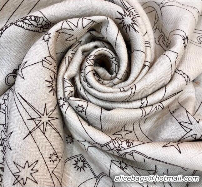 Top Grade Hermes Cashmere & Silk Square Shawl Scarf 140x140cm H42620 Light Grey 2023