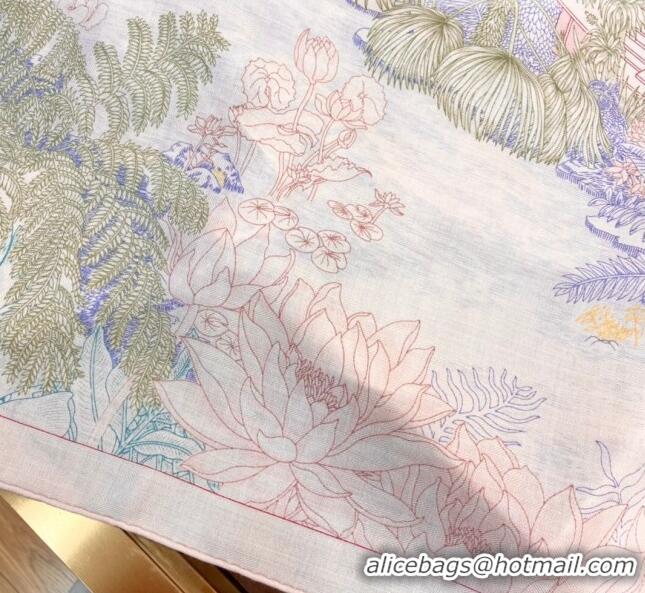 Famous Brand Hermes Cashmere & Silk Square Shawl Scarf 140x140cm H42621 Pink/Blue 2023