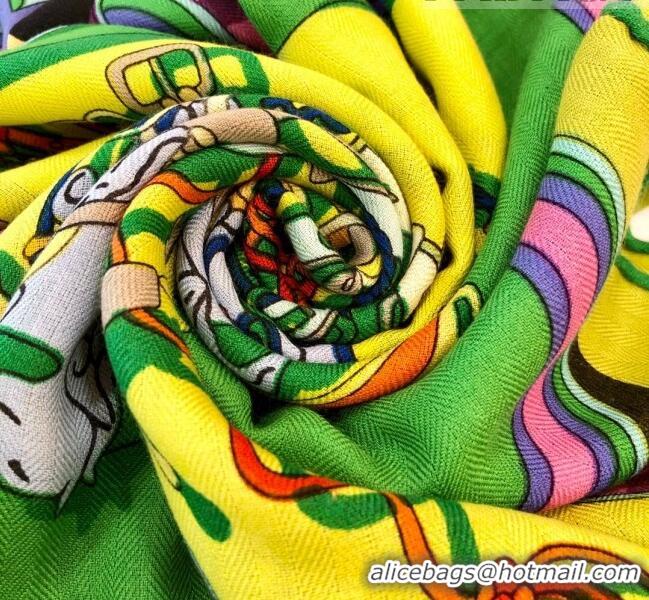 Inexpensive Hermes Cashmere & Silk Square Shawl Scarf 140x140cm H42622 Neon Green 2023