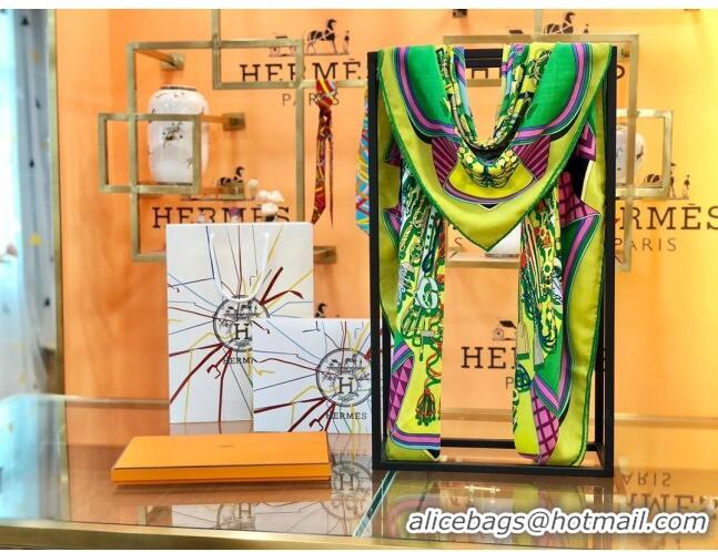 Inexpensive Hermes Cashmere & Silk Square Shawl Scarf 140x140cm H42622 Neon Green 2023