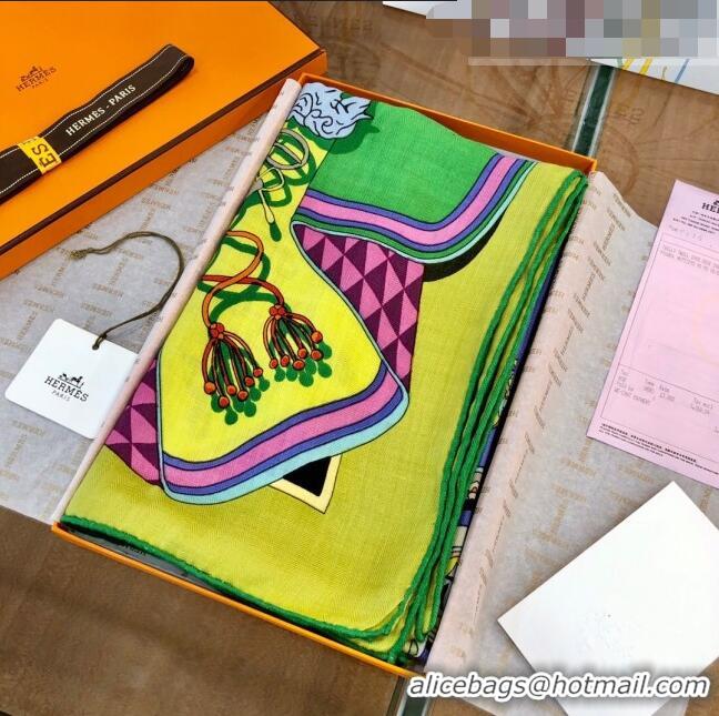 Inexpensive Hermes Cashmere & Silk Square Shawl Scarf 140x140cm H42622 Neon Green 2023