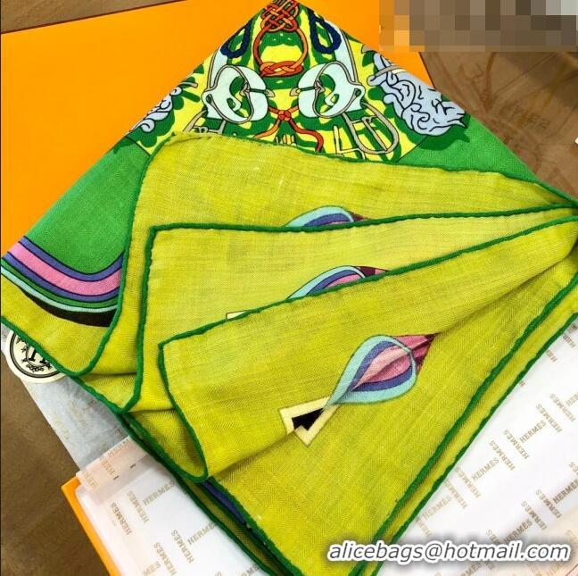 Inexpensive Hermes Cashmere & Silk Square Shawl Scarf 140x140cm H42622 Neon Green 2023