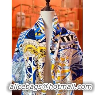 Grade Quality Hermes Cashmere & Silk Square Shawl Scarf 140x140cm H42623 Blue 2023