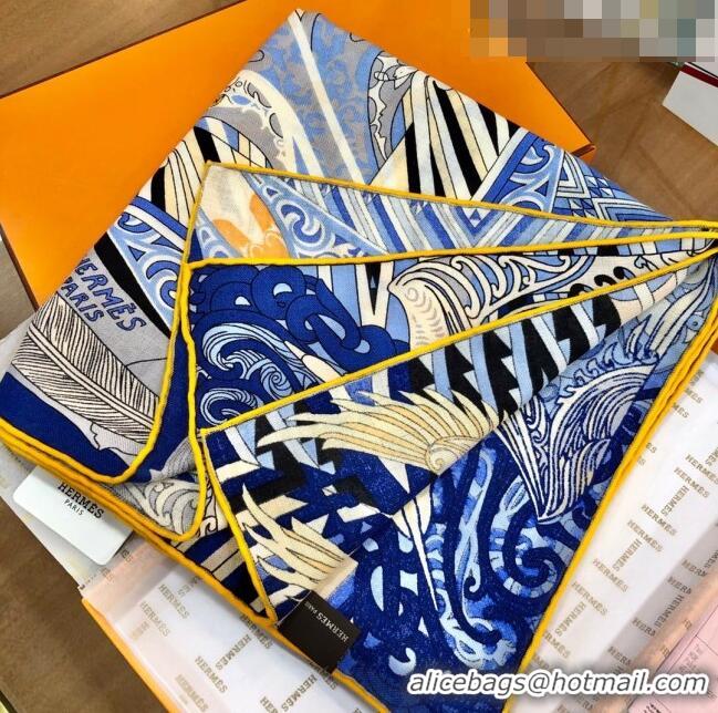 Grade Quality Hermes Cashmere & Silk Square Shawl Scarf 140x140cm H42623 Blue 2023