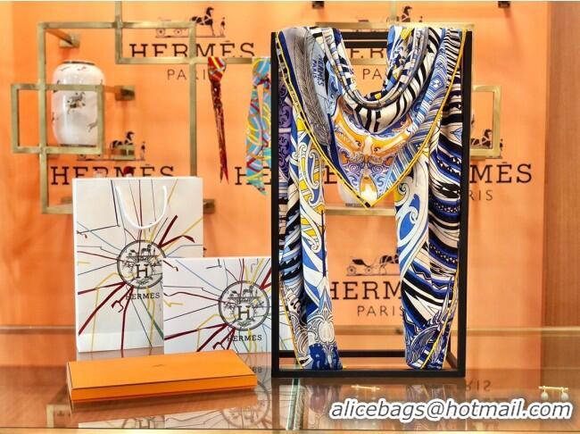 Grade Quality Hermes Cashmere & Silk Square Shawl Scarf 140x140cm H42623 Blue 2023