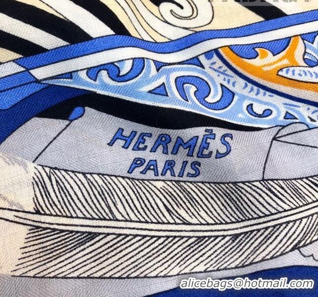 Grade Quality Hermes Cashmere & Silk Square Shawl Scarf 140x140cm H42623 Blue 2023