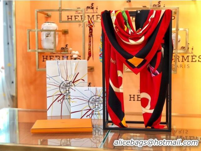 Top Quality Hermes Cashmere & Silk Square Shawl Scarf 140x140cm H42627 Red 2023