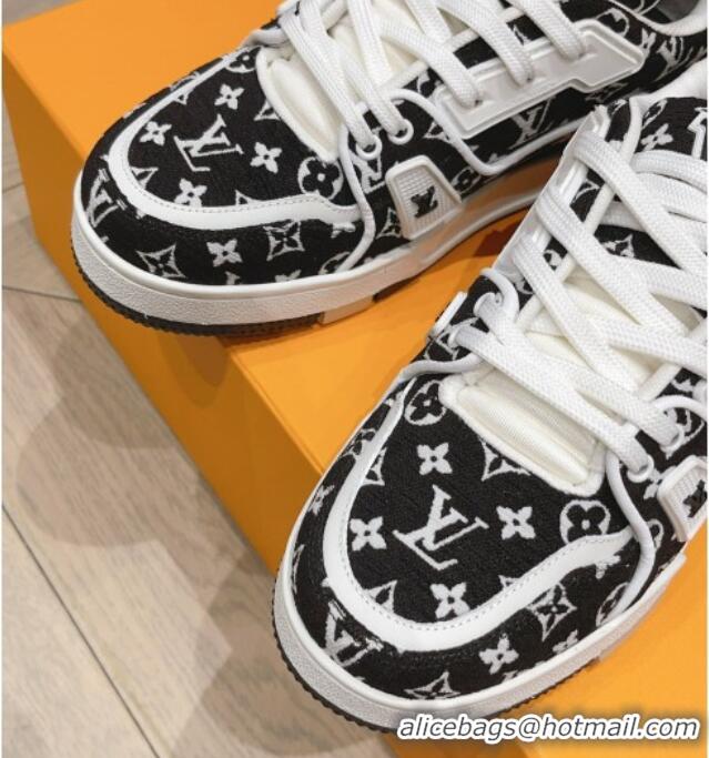 Pretty Style Louis Vuitton LV Trainer Sneakers in Monogram Textile Black 801095