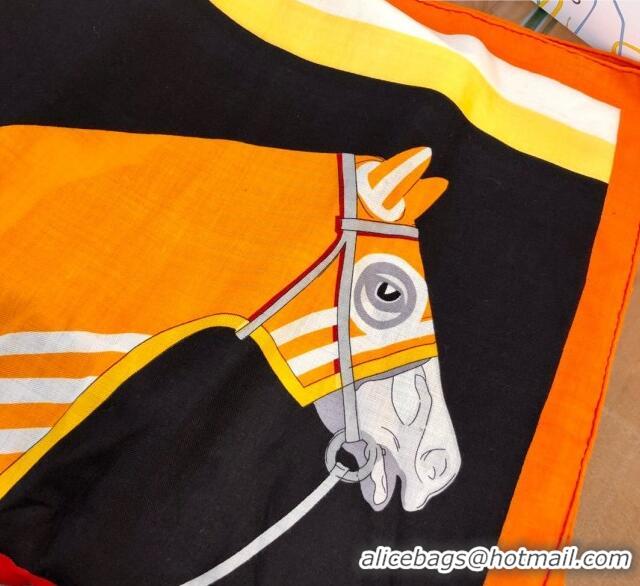 Top Grade Hermes Cashmere & Silk Square Shawl Scarf 140x140cm H42632 Black/Orange 2023