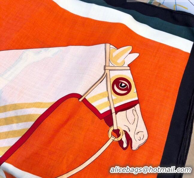 Famous Brand Hermes Cashmere & Silk Square Shawl Scarf 140x140cm H42633 Orange 2023