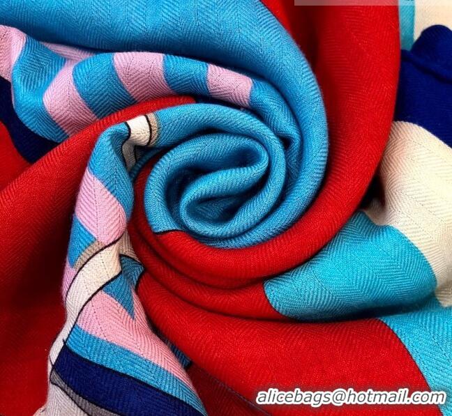 Inexpensive Hermes Cashmere & Silk Square Shawl Scarf 140x140cm H42634 Red/Blue 2023