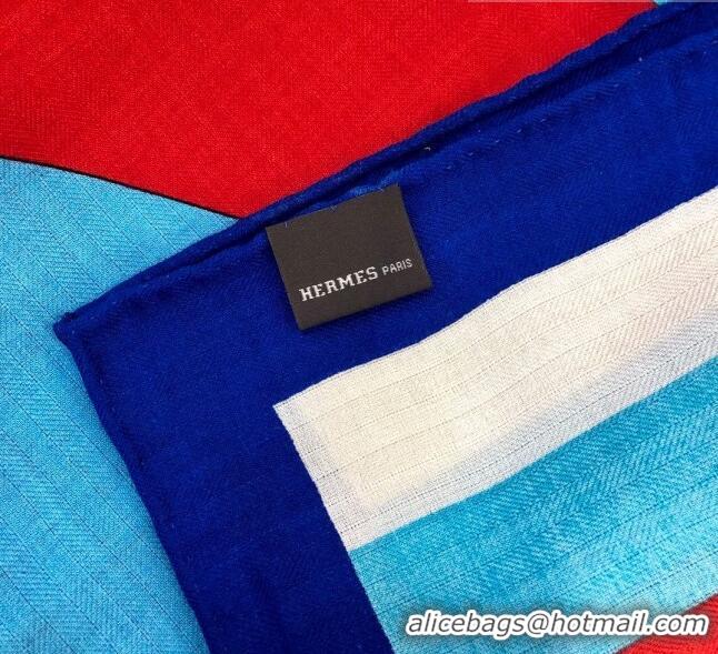 Inexpensive Hermes Cashmere & Silk Square Shawl Scarf 140x140cm H42634 Red/Blue 2023