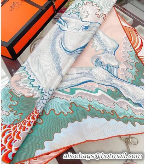 Buy Inexpensive Hermes Cheval Sirene Reversible Silk Square Scarf 90cm H3008 Pink 2023