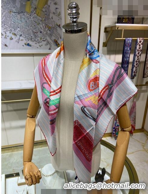 Super Quality Hermes Chevaloscope Neon Silk Square Scarf 90cm H3008 Pink 2023