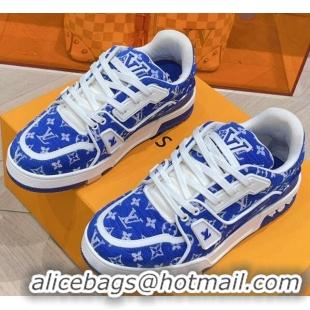 Best Grade Louis Vuitton LV Trainer Sneakers in Monogram Textile Blue 801096