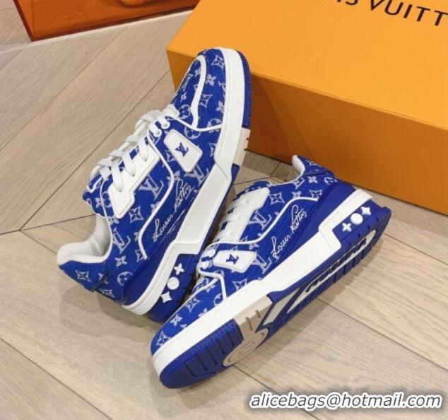 Best Grade Louis Vuitton LV Trainer Sneakers in Monogram Textile Blue 801096