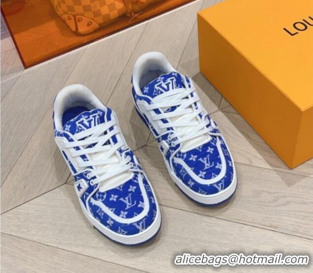 Best Grade Louis Vuitton LV Trainer Sneakers in Monogram Textile Blue 801096