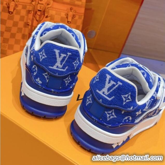 Best Grade Louis Vuitton LV Trainer Sneakers in Monogram Textile Blue 801096