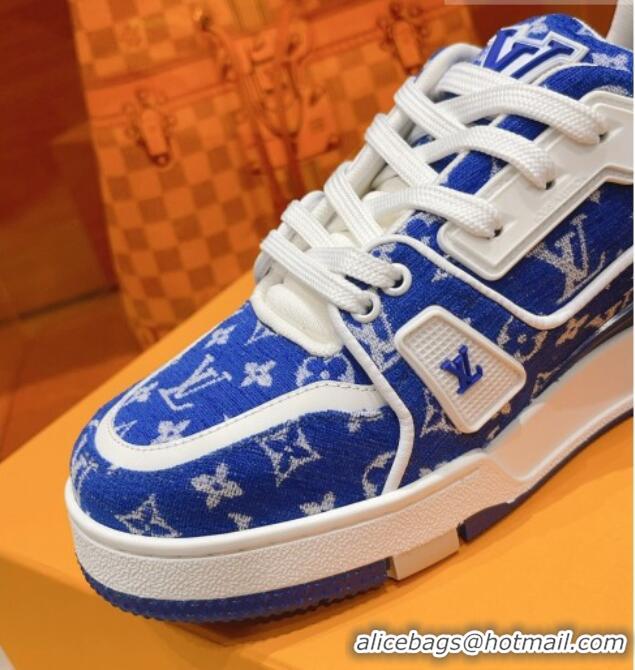 Best Grade Louis Vuitton LV Trainer Sneakers in Monogram Textile Blue 801096