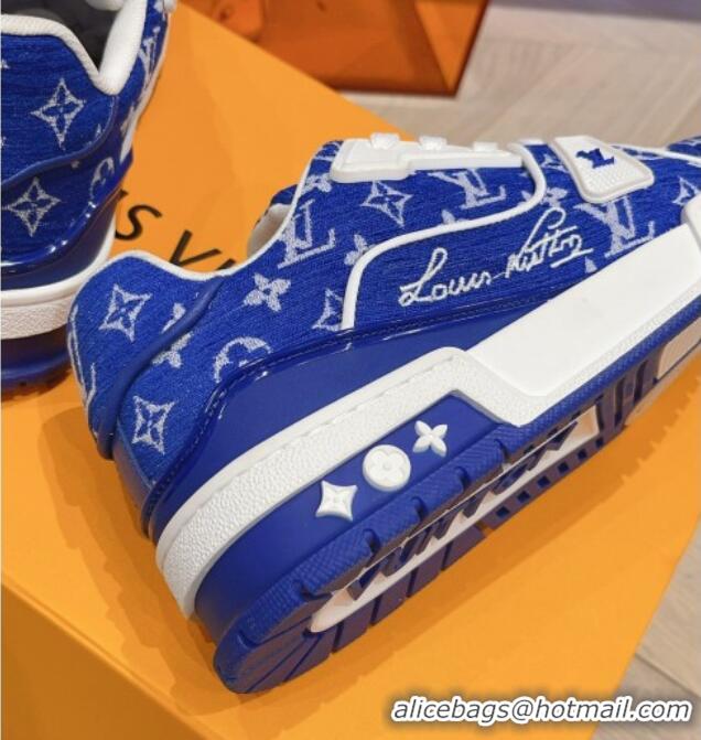 Best Grade Louis Vuitton LV Trainer Sneakers in Monogram Textile Blue 801096