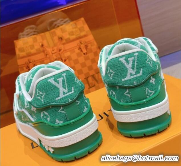 Low Cost Louis Vuitton LV Trainer Sneakers in Monogram Textile Green 801097