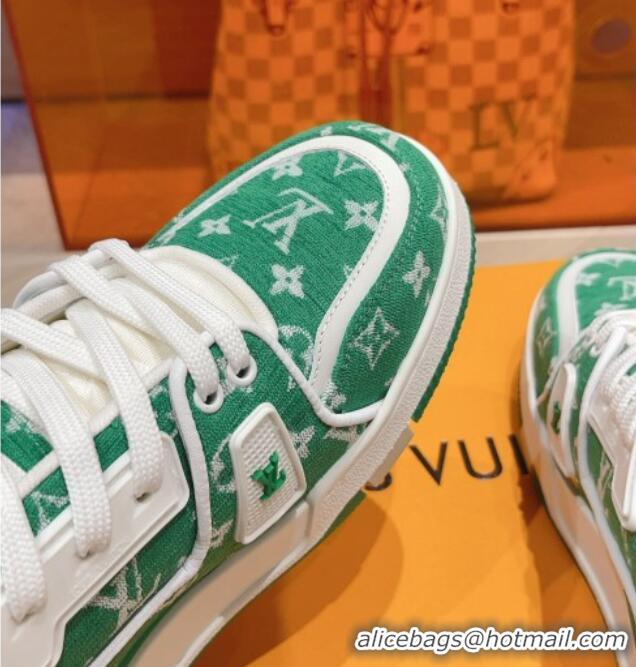 Low Cost Louis Vuitton LV Trainer Sneakers in Monogram Textile Green 801097