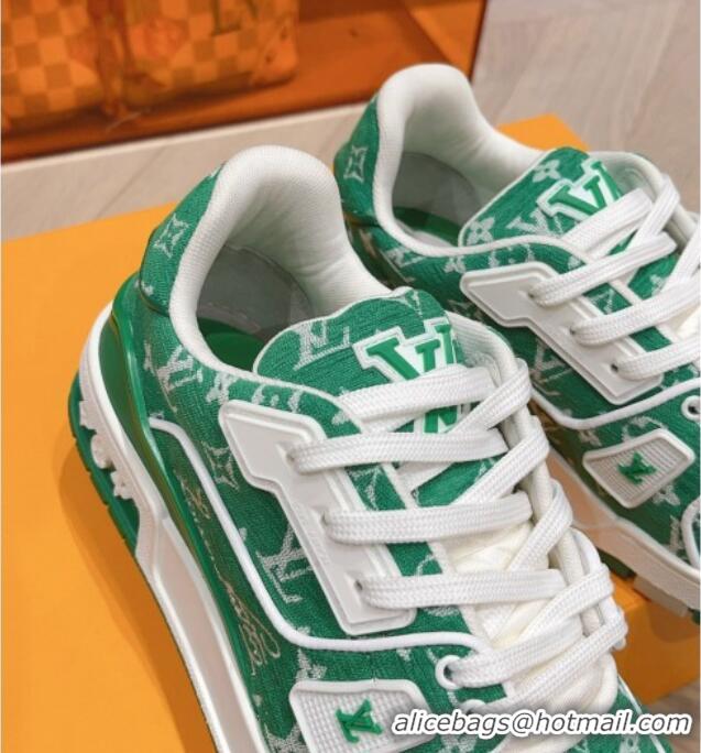 Low Cost Louis Vuitton LV Trainer Sneakers in Monogram Textile Green 801097