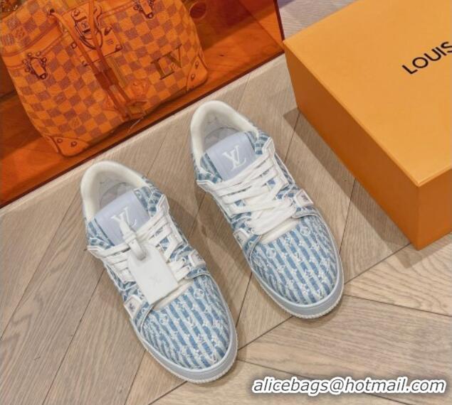 Unique Style Louis Vuitton LV Trainer Sneakers in Striped Monogram Canvas Blue 801098