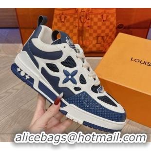 Best Product Louis Vuitton LV Skate Sneakers in Leather and Mesh Navy Blue 801100 