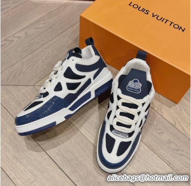 Best Product Louis Vuitton LV Skate Sneakers in Leather and Mesh Navy Blue 801100 