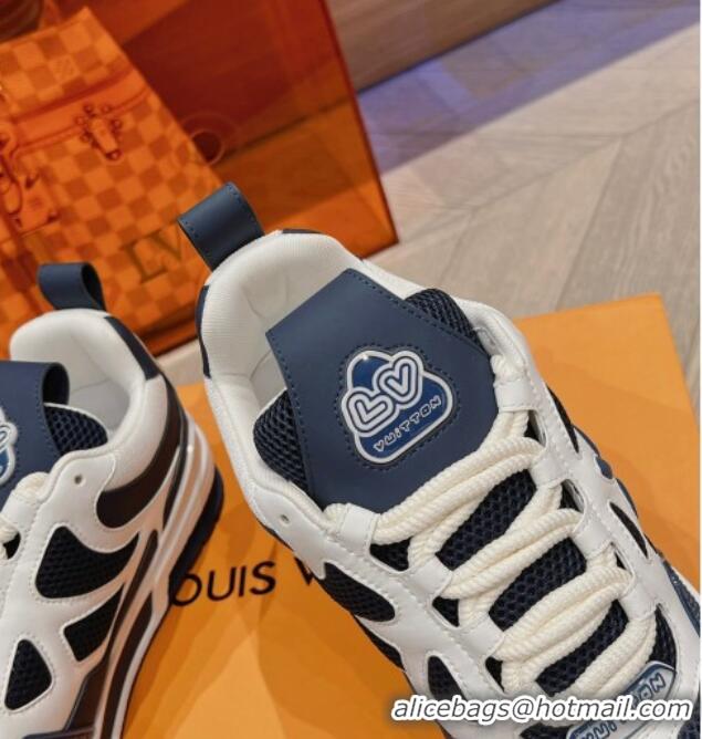 Best Product Louis Vuitton LV Skate Sneakers in Leather and Mesh Navy Blue 801100 