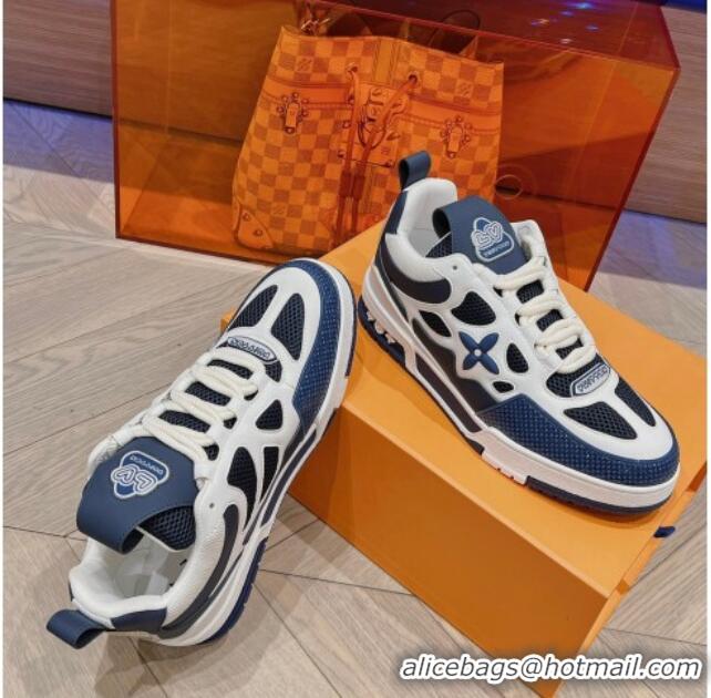 Best Product Louis Vuitton LV Skate Sneakers in Leather and Mesh Navy Blue 801100 