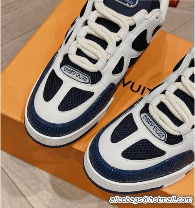 Best Product Louis Vuitton LV Skate Sneakers in Leather and Mesh Navy Blue 801100 