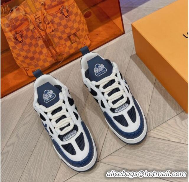 Best Product Louis Vuitton LV Skate Sneakers in Leather and Mesh Navy Blue 801100 