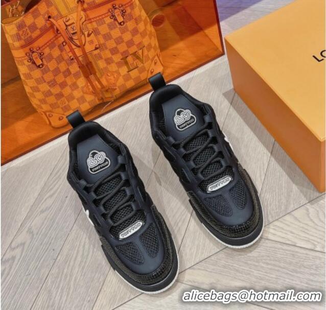 Good Looking Louis Vuitton LV Skate Sneakers in Leather and Mesh Black 801101