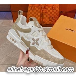 Stylish Louis Vuitton LV Skate Sneakers in Leather and Mesh Beige 801102