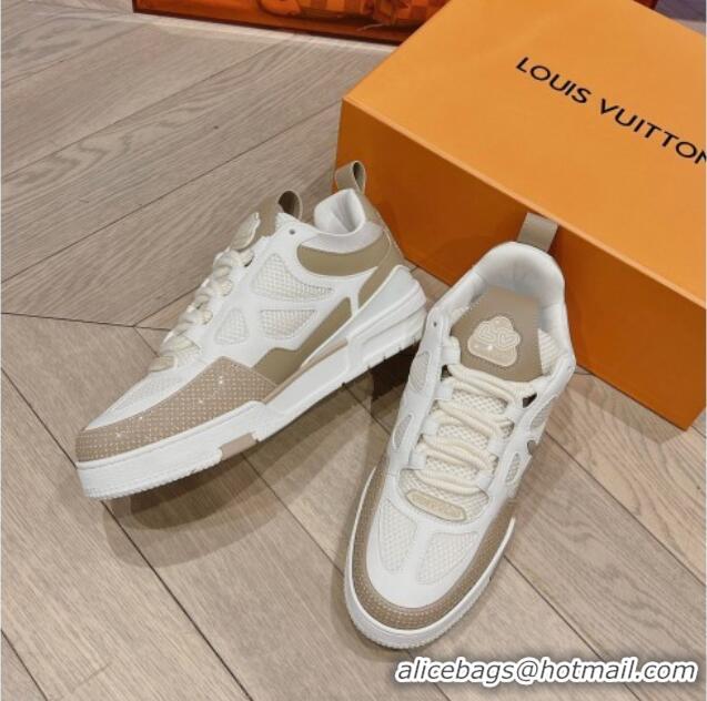 Stylish Louis Vuitton LV Skate Sneakers in Leather and Mesh Beige 801102