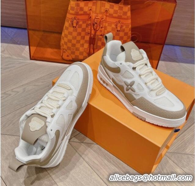 Stylish Louis Vuitton LV Skate Sneakers in Leather and Mesh Beige 801102