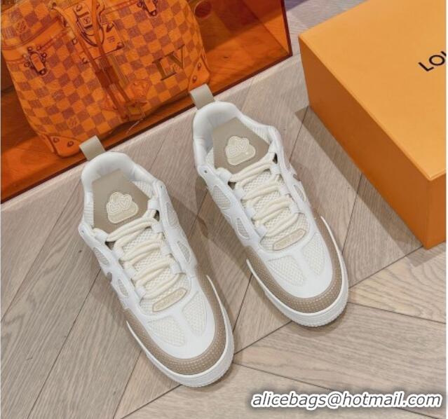 Stylish Louis Vuitton LV Skate Sneakers in Leather and Mesh Beige 801102