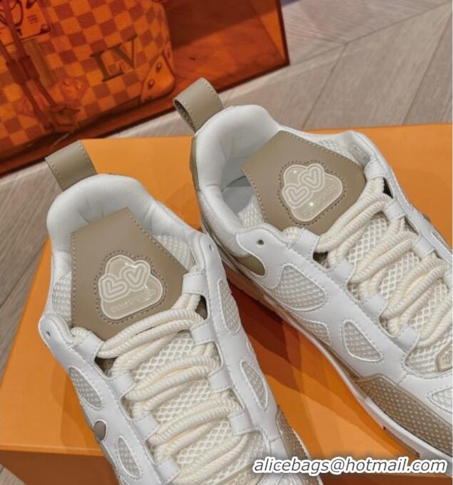 Stylish Louis Vuitton LV Skate Sneakers in Leather and Mesh Beige 801102