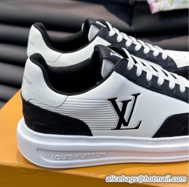 Top Grade Louis Vuitton Men's LV Beverly Hills Sneakers in Damier Leather Black/White 0801105