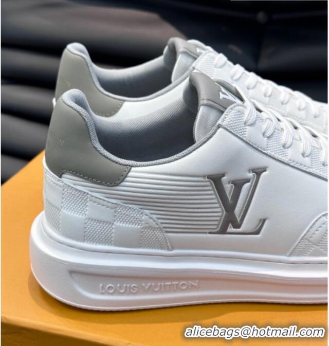 Best Price Louis Vuitton Men's LV Beverly Hills Sneakers in Damier Leather Grey 801106