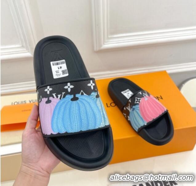 Unique Style Louis Vuitton LV x YK Pumpkin Monogram Canvas Slide Sandals Black 809063