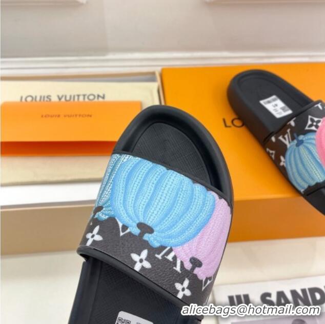 Unique Style Louis Vuitton LV x YK Pumpkin Monogram Canvas Slide Sandals Black 809063