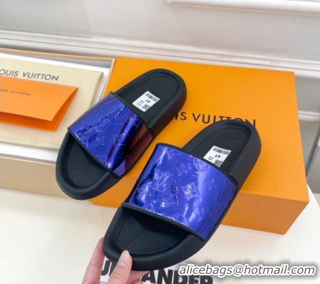 Best Price Louis Vuitton Glazed Monogram Slide Sandals Purple 809065