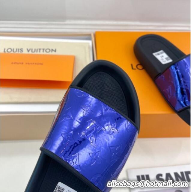 Best Price Louis Vuitton Glazed Monogram Slide Sandals Purple 809065