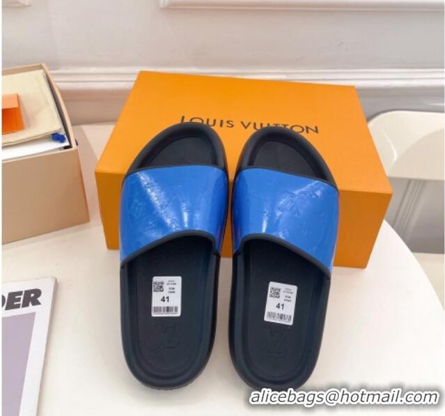 Classic Hot Louis Vuitton Glazed Monogram Slide Sandals Blue 809066