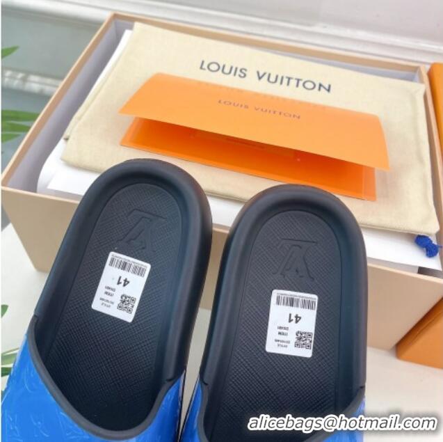 Classic Hot Louis Vuitton Glazed Monogram Slide Sandals Blue 809066